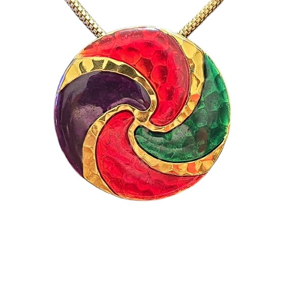 15"Circle Swirl Shaped Clip-on Charm Pendant with 18" Sarah.com Canada Chain L11 - Picture 3 of 4